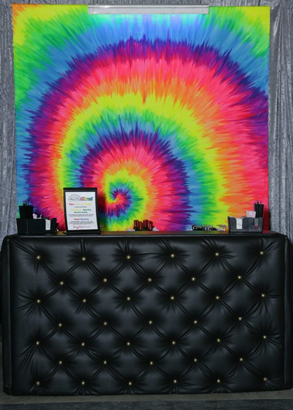 Tie die graphics for corporate events, 60s party in Detroit