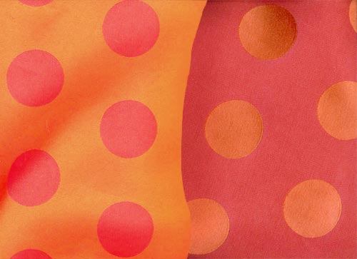 Pink  Tangerine Dot Poly Cotton Linen