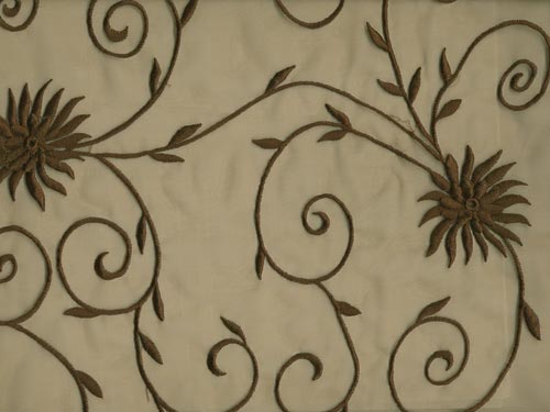 Chair Pad | Brown Sheer W/Embroidery