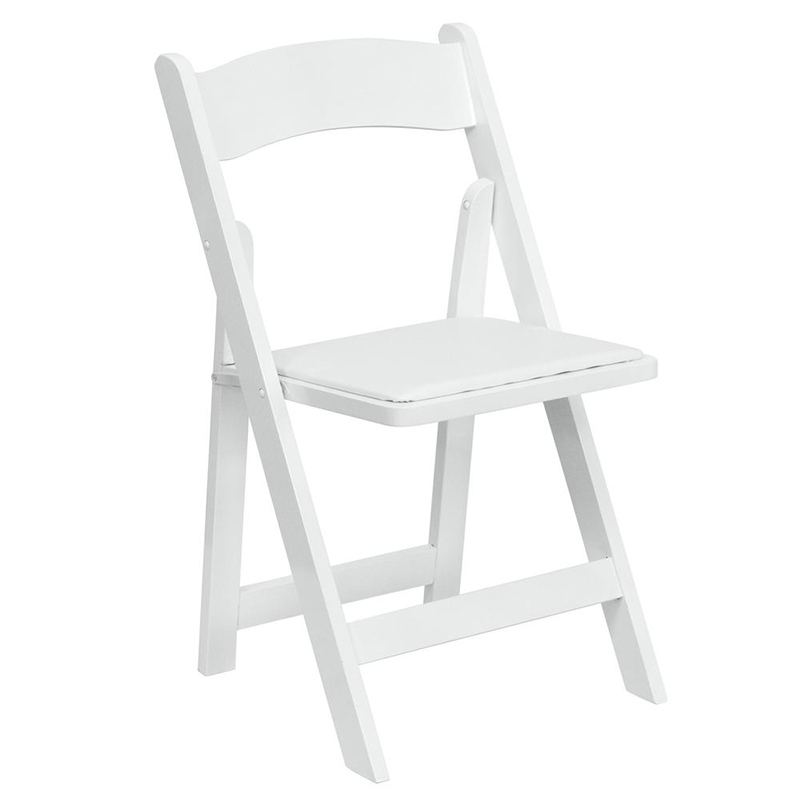 Padded Wood Folding Chair | White