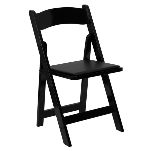 Padded Wood Folding Chair | Black