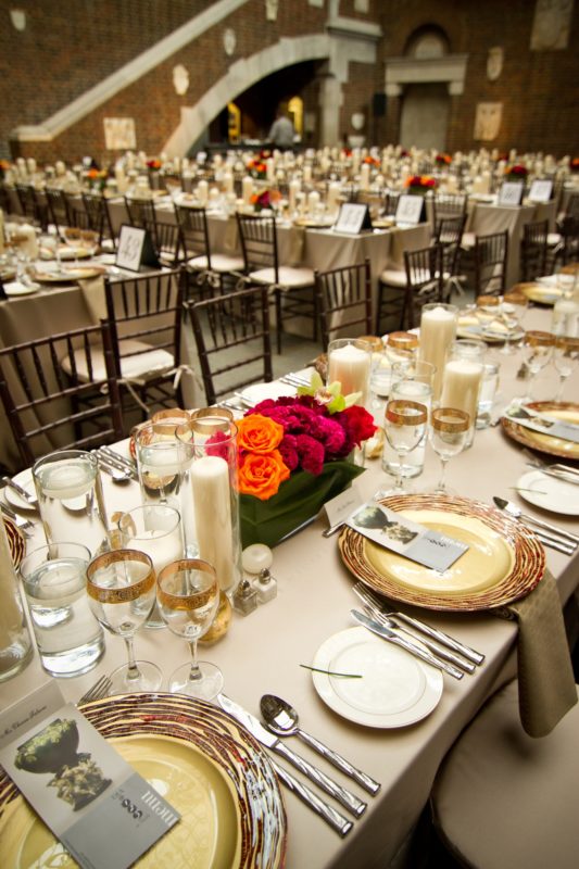 Dinnerware, flatware and glassware for events at Detroit Institute of Art