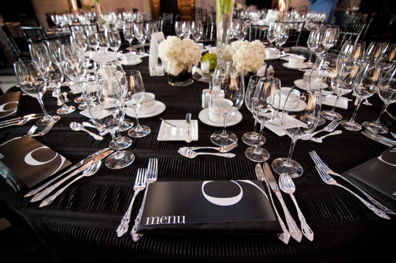 Event dinnerware and flatware for event in Detroit at DIA