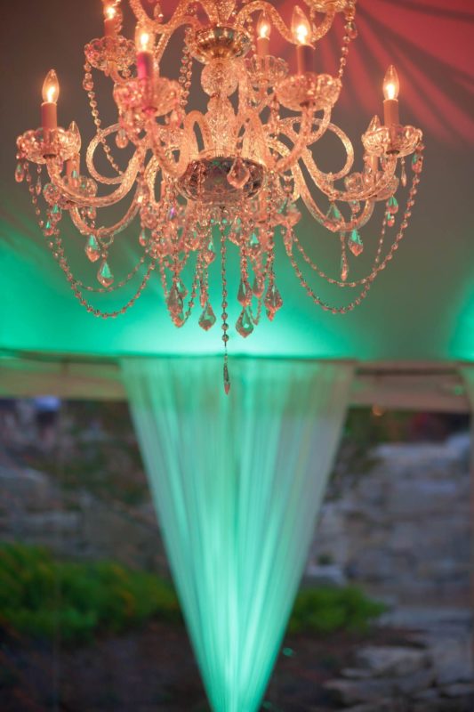 Custom lighting and chandelier for event in Michigan