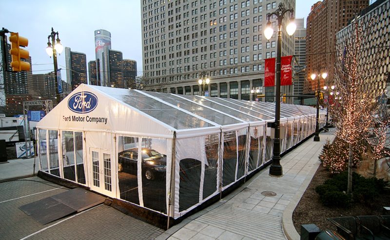 Outdoor corporate event tent in Detroit