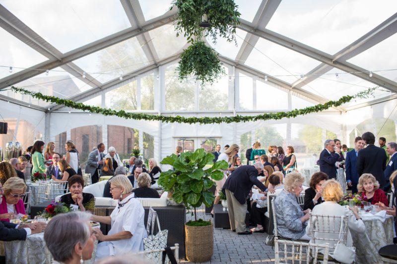 Guests dining at private event in Henry Ford Glass House in Michigan