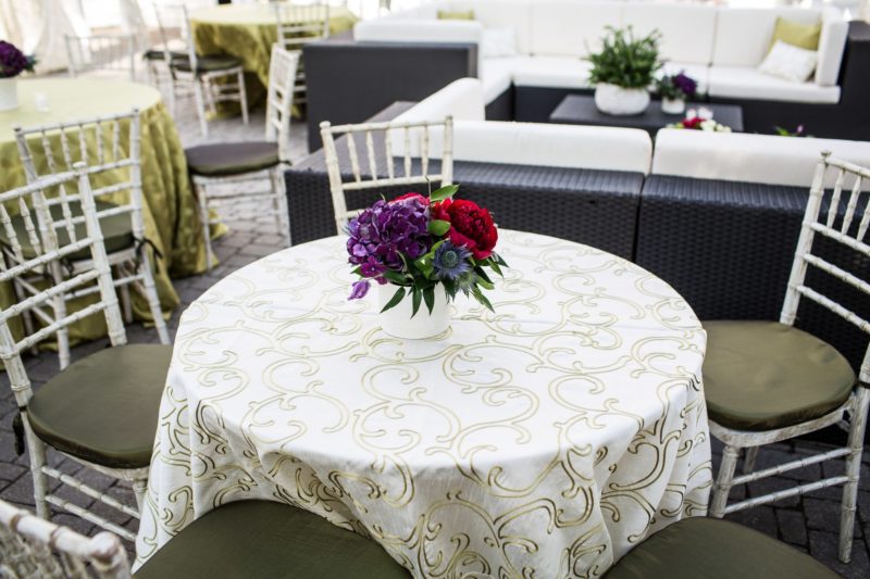 White tablecloth for event at Henry Ford Glass House in MIchigan