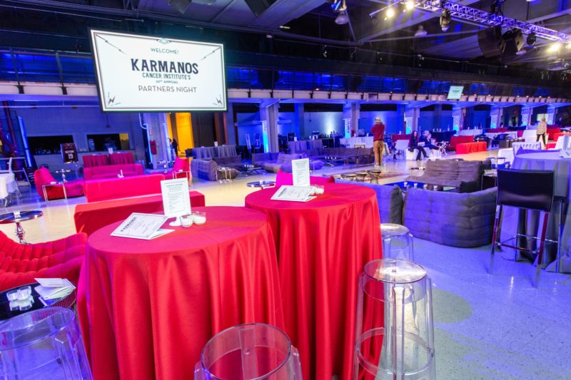 High-top tables for corporate events in Detroit, Karmanos cancer Institute