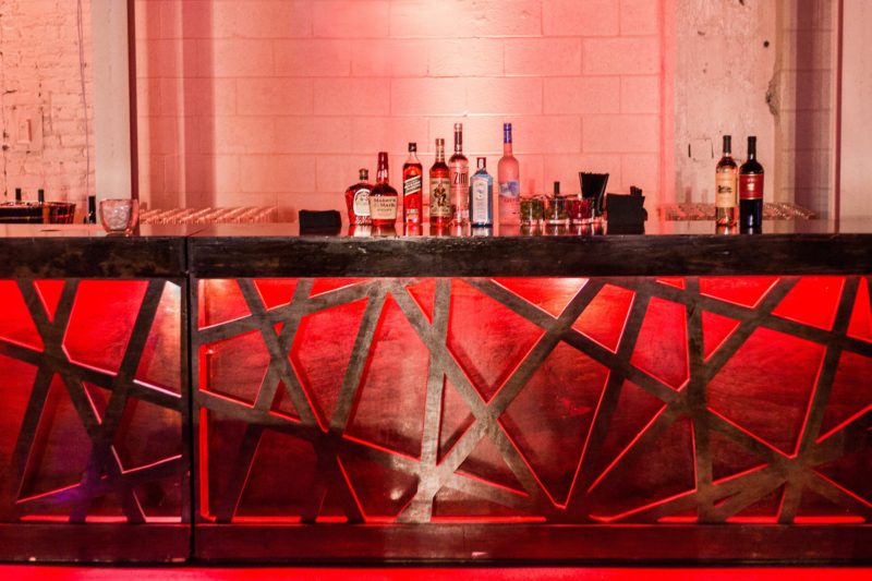 Red bar and decor for corporate event in Detroit