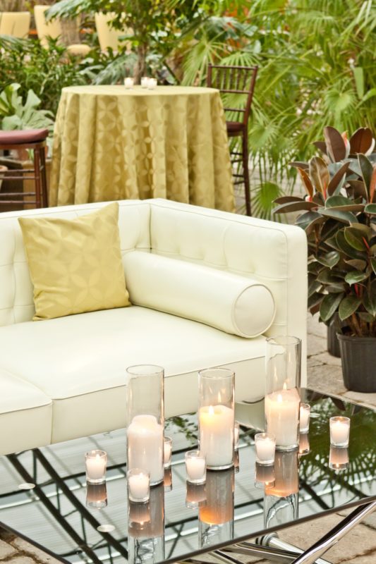 Couch and tabletop curation for corporate events in Planterra Conservatory