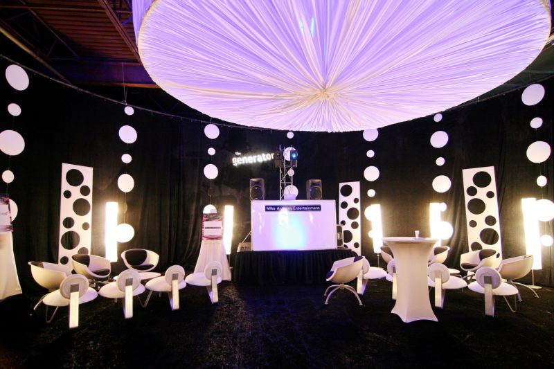 White contemporary seating for private event in Michigan