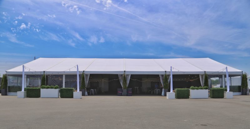 Tent for an outdoor corporate event. Event Theory rents tents for events of all sizes.