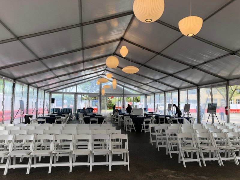 Rental chairs for events at the Royal Oak City Center groundbreaking
