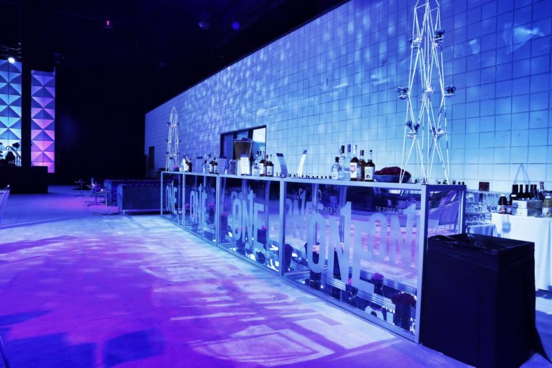 Event bar featuring purple lighting for corporate events.