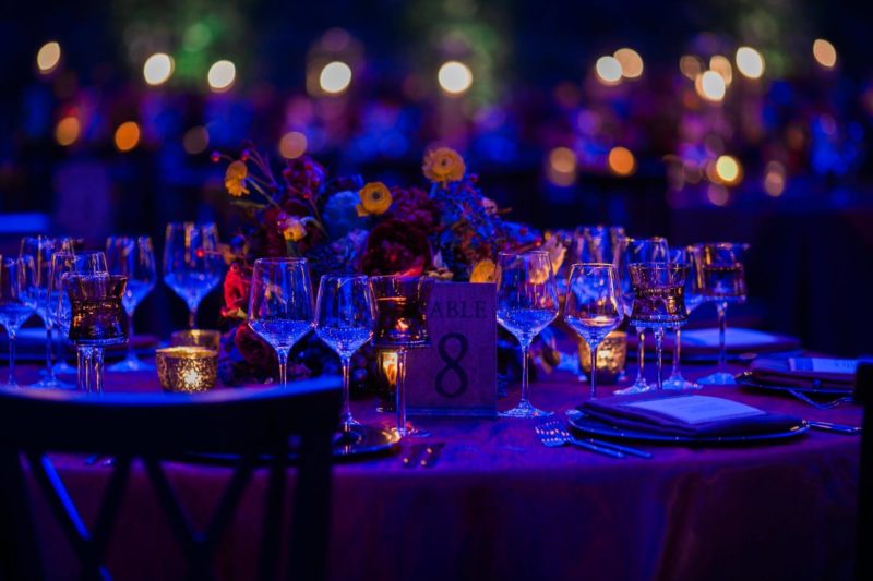 Dinnerware and glassware for private event