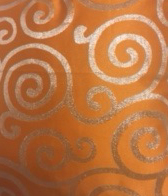 Orange Metallic Scroll Pillow