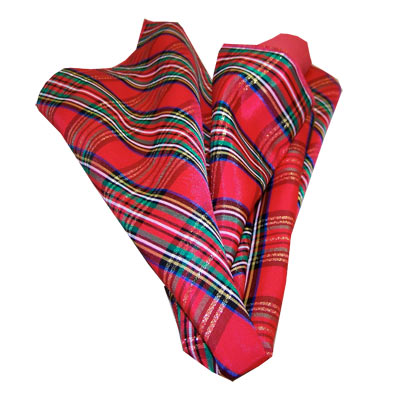 Red + Green With Gold Plaid Tafetta With Poly Cotton Napkin