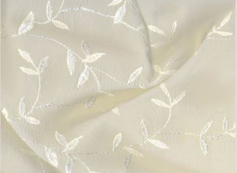 Cream Crushed Embroidered Vine Organza - Event Theory