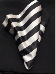 Black + White Stripes on Satin w P/C Napkin