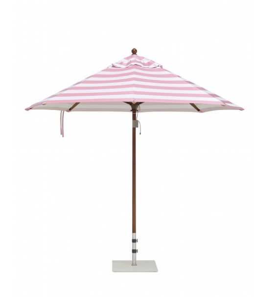 Umbrella, Pink & White 3″ Stripe