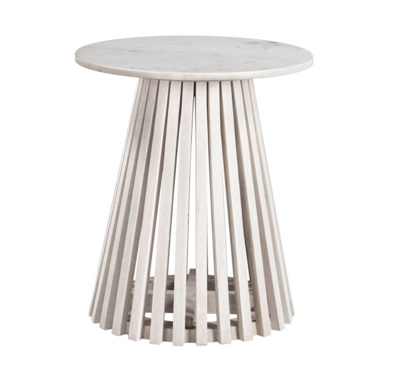 Slatted Side Table, White